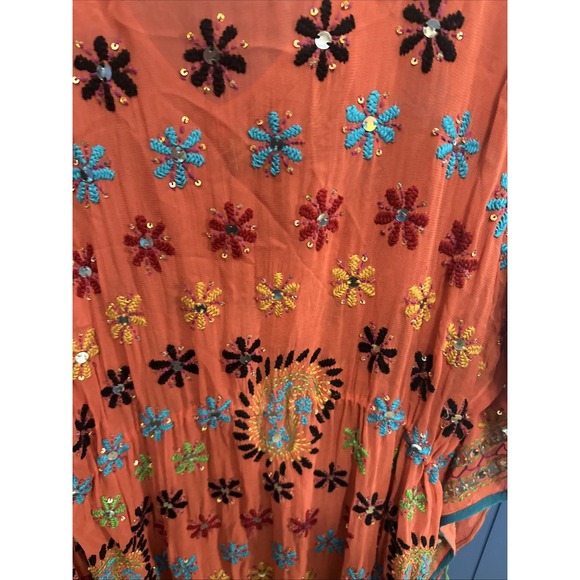 ZARA Woman Handmade Jeweled Embellished Maxi Dress Orange Yellow Size USA medium - Picture 13 of 16